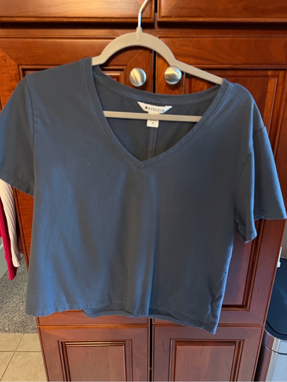 Athleta Slate Blue V-Neck Short Sleeve Tee
